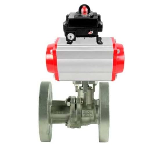 Кран шаровой DN.ru КШ.Ф.П.316.200 Ду32 Ру40 двухходовой, фланцевый с пневмоприводом DA-065 и БКВ LSB-410-02ExM12-250 D160-79598