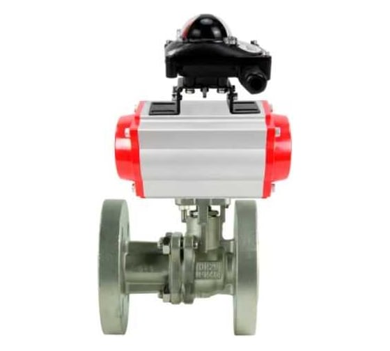 Кран шаровой DN.ru КШ.Ф.П.316.200 Ду32 Ру40 двухходовой, фланцевый с пневмоприводом SA-105 и БКВ LSB-210-02NM12-220/24 D160-79488