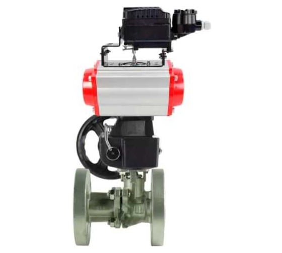 Кран шаровой DN.ru КШ.Ф.П.316.200 Ду32 Ру40 фланц., пн.привод DA-065, руч.дубл. HDM-1, электропневматич. поворотным позиц. EPRP1-NU-Fb-08 D160-79502