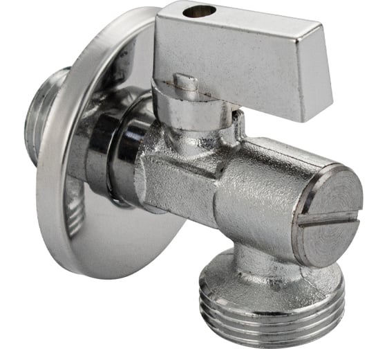 Кран угловой для подключения сантехнических приборов Санакс - 1/2 х 3/4 с сеткой, серия МАК, хромированный. в блистере 10613