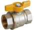 Кран шаровой для газа Giacomini полнопроходной, 1/2”, ручка-бабочка, желтая, ВР-ВР, никелированный GIA R731GAX003 1