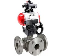 Кран шаровой DN.ru 316-316-PTFE-FP-3L-F-ISO-H Ду20 Ру16 HYMT фланц., пн.привод DA-052, пн.расп.ит PND1-S2EM-52-2-T10-220VAC, HDM-1, БКВ LSB-510-02ExM12-250 D160-81652