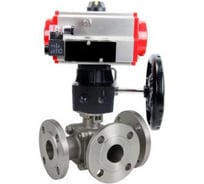 Кран шаровой DN.ru 316-316-PTFE-FP-3L-F-ISO-H Ду20 Ру16 HYMT фланц., пн.привод DA-052, пн.распред PND1-S2EM-52-2-T10-220VAC, руч.дубл. HDM-1 D160-81658