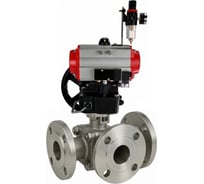 Кран шаровой DN.ru 316-316-PTFE-FP-3L-F-ISO-H Ду20 Ру16 HYMT фланц., пн.привод DA-052, пн.расп.ит PND1-S2EM-52-2-T10-220VAC, HDM-1, БПВ APU1-10-40-V08 D160-81661