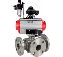 Кран шаровой DN.ru 316-316-PTFE-FP-3L-F-ISO-H Ду20 Ру16 HYMT фланц., пн.привод SA-065, пн.расп.ит PND1-S2EM-52-2-T08-220VAC, БКВ LSB-410-02ExM12-250, БПВ APU1-10-40-V08 D160-81681