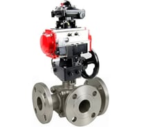 Кран шаровой DN.ru 316-316-PTFE-FP-3L-F-ISO-H Ду20 Ру16 HYMT фланц., пн.привод DA-052, пн.расп.ит PND1-S2EM-52-2-T10-220VAC, HDM-1, БКВ LSB-410-02ExM12-250 D160-81640