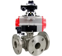 Кран шаровой DN.ru 316-316-PTFE-FP-3L-F-ISO-H Ду20 Ру16 HYMT фланц., пн.привод SA-065, пн.распред PND1-S2EM-52-2-T08-220VAC, БКВ LSB-410-02ExM12-250 D160-81678