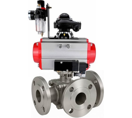 Кран шаровой DN.ru 316-316-PTFE-FP-3L-F-ISO-H Ду20 Ру16 HYMT фланц., пн.привод SA-065, пн.расп.ит PND1-S2EM-52-2-T10-220VAC, БКВ LSB-210-02NM12-220/24, БПВ APU1-10-40-V0 D160-81701