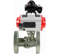 Кран шаровой DN.ru КШ.Ф.П.316.200 Ду80 Ру16 фланцевый, пневмопривод SA-130, пневмораспределитель PND2-S1EM-52-1NC-J08-220VAC, БКВ LSB-210-02NM12-220/24 D160-79636