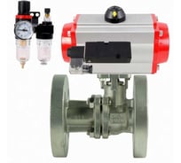 Кран шаровой DN.ru КШ.Ф.П.316.200 Ду80 Ру16 фланцевый, пневмопривод SA-130, пневмораспределитель PND2-S1EM-52-1NC-J08-24VDC, БПВ APU1-10-40-V08 D160-79786