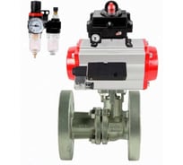 Кран шаровой DN.ru КШ.Ф.П.316.200 Ду80 Ру16, фланцевый, пневмопривод DA-083, пневмораспределитель PND2-S1EM-52-1NC-J08-220VAC, БКВ LSB-410-02ExM12-250, БПВ APU1-10-40-V08 D160-79860