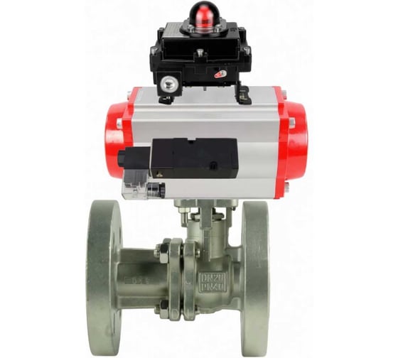 Кран шаровой DN.ru КШ.Ф.П.316.200 Ду80 Ру16 фланцевый, пневмопривод SA-130, пневмораспределитель PND2-S1EM-52-1NC-J08-24VDC, БКВ LSB-410-02ExM12-250 D160-79726