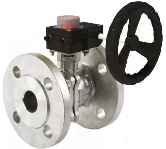 Кран шаровой DN.ru КШФП.316.200 Ду150 Ру16, 24х24, фланцевый с редуктором HGB-4 с индикатором положения D160-78164