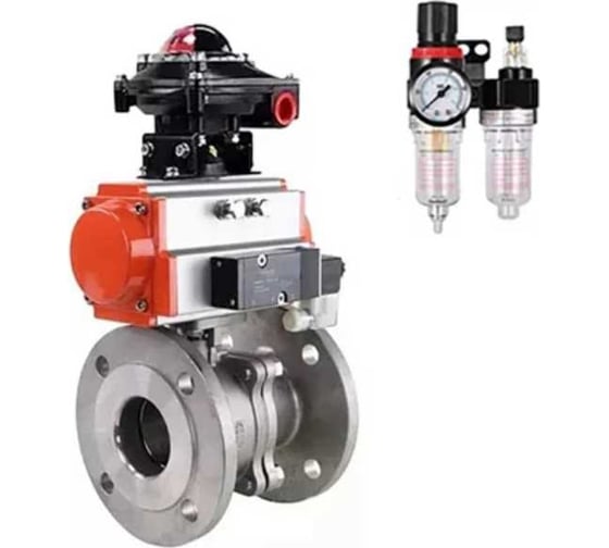 Кран шаровой DN.ru КШФП.316.200 Ду125 Ру16, 24х24, фланцевый, пневмопривод SA-160, пневмораспределитель PND1-S2EM-52-2-T10-220VAC, БПВ APU1-10-40-V08, БКВ LSB-510-02ExM12-250 D160-78078