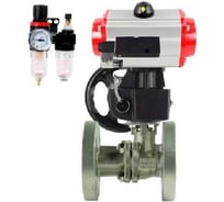 Кран шаровой DN.ru КШ.Ф.П.316.200 Ду80 Ру16, фланцевый, пневмопривод SA-130, пневмораспределитель PND2-S1EM-52-1NC-J08-24VDC, БКВ LSB-210-02NM12-220/24, БПВ APU1-10-40-V08 D160-79846