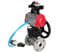 Шаровой кран DN.ru КШФПТ.304.180 Ду50 Ру40, фланц., пн.привод DA-065, пн.распред PND1-S2EM-52-2-T10-220VAC, БКВ LSB-210-02NM12-220/24, руч.дубл. HDM-1 D160-81275