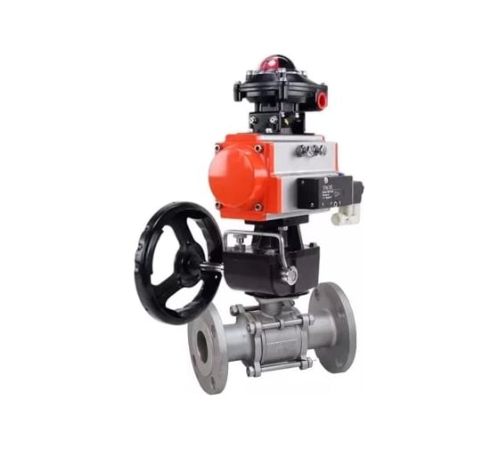 Шаровой кран DN.ru КШФПТ.304.180 Ду50 Ру40, фланц., пн.привод DA-065, пн.распред PND1-S2EM-52-2-T08-220VAC, БКВ LSB-410-02ExM12-250, руч.дубл. HDM-1 D160-81145