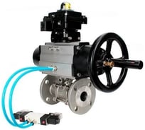 Шаровой кран DN.ru КШФПТ.304.180 Ду65 Ру25, фланц., PTFE, пн.привод DA-105-1, пн.распред PND1-S2EM-52-2-T10-220VAC, БКВ LSB-410-02ExM12-250 D160-81034