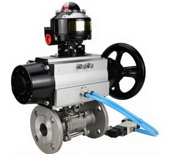 Шаровой кран DN.ru КШФПТ.304.180 Ду65 Ру25, фланц., PTFE, пн.привод DA-105-1, пн.распред PND1-S2EM-52-2-T08-220VAC, БКВ LSB-510-02ExM12-250 D160-81010