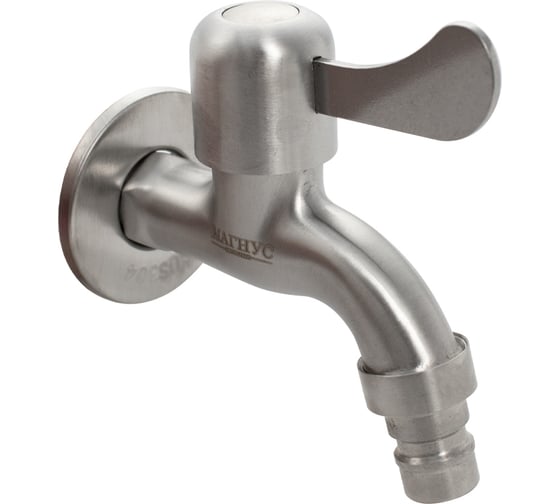 Кран водоразборный Санакс на 1/2, 10 см от стены, металлокерамика, со штуцером, из нержавеющей стали марки 304 9258