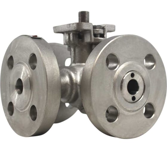 Кран шаровый трехходовой NEWKEY (T-тип) под привод фланцевый нержавеющий, AISI316 DN15, (CF8M), PN40 NK-BF3tph15/6