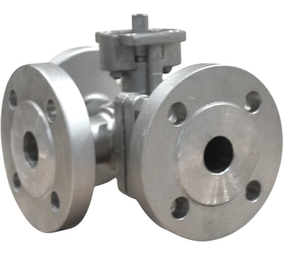 Кран шаровый трехходовой NEWKEY (T-тип) под привод фланцевый нержавеющий, AISI316 DN25, (CF8M), PN40 NK-BF3tph25/6