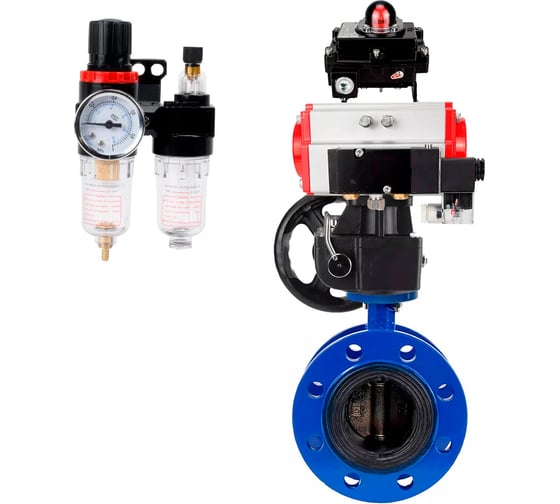 Затвор дисковый DN.ru GGG40-304-EPDM-2W-F-H Ду80 Ру16 пневмопривод DA-105, пневмораспределитель 220VAC, БКВ LSB-410, дублером HDM-3, БПВ D050-56751