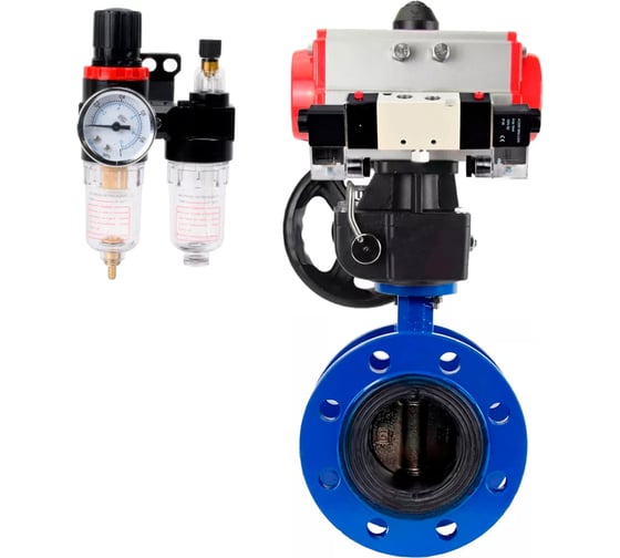 Затвор дисковый DN.ru GGG40-304-EPDM-2W-F-H Ду125 Ру16, пневмопривод DA-130, пневмораспределитель (2EM) 220VAC, ручным дублером HDM-3, БПВ D050-56718