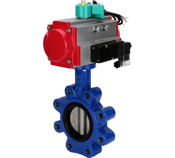 Затвор дисковый DN.ru QT450-304-EPDM-2W-Fb-H Ду80 Ру16 LUG, пневмопривод DA-083, пневмораспределитель 220VAC, переключатель МППП-200 D050-86149