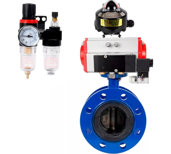 Затвор дисковый DN.ru GGG40-304-EPDM-2W-F-H Ду100 Ру16 пневмопривод DA-105, пневмораспределитель 24VDC, БКВ LSB-510, БПВ D050-56657