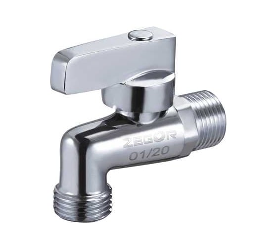 Кран угловой шаровой Zegor 1/2х1/2 для подключения сантехнических приборов, латунный, хром FZ21