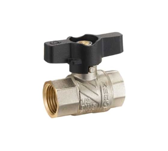 Кран шаровой латунный Zegor 1/2 (г/г) полнопроходной, ручка бабочка FB01