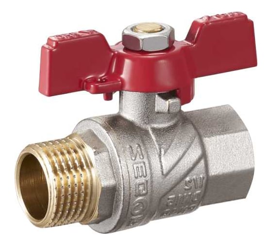 Кран шаровой латунный Zegor 1 (г/ш) полнопроходной, ручка бабочка FN13