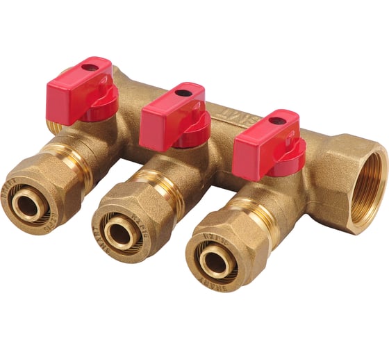Коллектор с шаровым краном SMT 3/4x16x3 3 выхода 20шт/кор, 1822Н051603R 1
