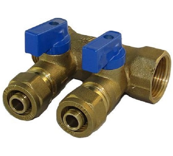 Коллектор с шаровым краном SMT 1x16x2 2 выхода 25шт/кор, 1833Н101602BL