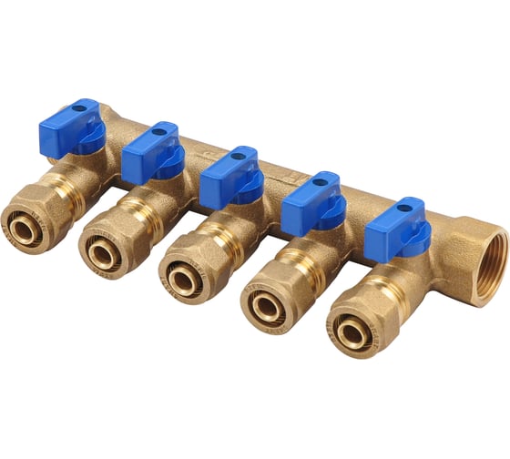 Коллектор с шаровым краном SMT 3/4x16x5 5 выходов 10шт/кор, 1822Н051605BL 1