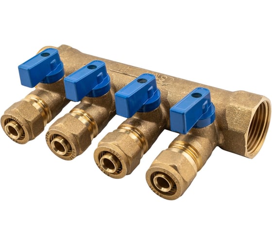 Коллектор с шаровым краном SMT 1x20x4 4 выхода 1833Н102004BL