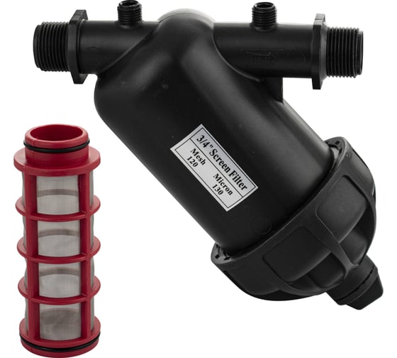 Фильтр грубой очистки Санакс 3/4 ш/ш, серия МАК, из АБС пластика, картридж промывной сетка, цвет ЧЕРНЫЙ 4607