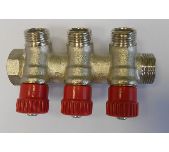 Коллектор с вентилями (вход 3/4"; выходы 1/2") для трубопровода GENERAL FITTINGS 51046-3/4-1/2-HT3