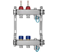 Коллекторная группа BYR PEX из нерж. стали 1-Т2-3/4ЕК L=50 с расходомерами, термостатическими клапанами 2425-02