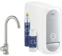 Кран для кухонной мойки Grohe Blue Home Mono с системой фильтрации, охлаждения и газирования воды, Wi-Fi, суперсталь 31498DC1