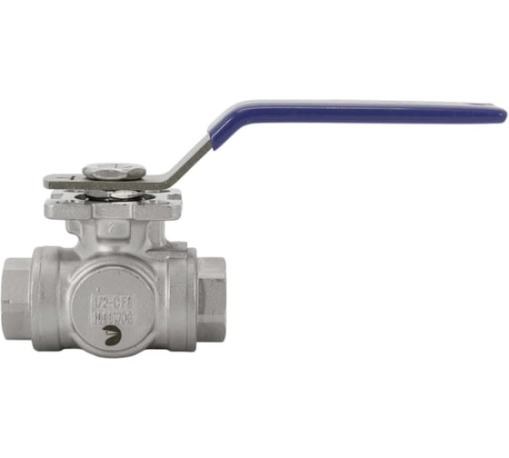 Кран шаровый NEWKEY трехходовой (T-тип) нержавеющий, AISI304 DN15 (1/2), (CF8), PN64 NK-BTt15/4