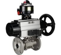 Кран шаровой DN.ru КШФПТ.304.180 Ду15 Ру40, фланцевый, PTFE, пневмопривод DA-052, пневмораспределитель PND1-S2EM-52-2-T10-220VAC, БПВ APU1-10-40-V08 D160-81230