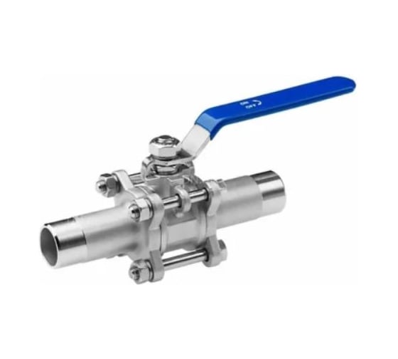 Кран шаровой DN.ru 304-304-PTFE-W-H LONG Ду10 Ру63 HYMT трехсоставной под приварку с рукояткой D160-80241