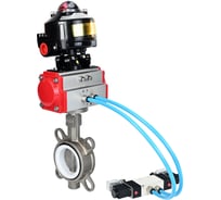 Затвор DN.ru 316L-316L-PTFE Ду200 Ру16, с пневмоприводом SA-210, пневмораспределитель PND1-T08-220VAC NAMUR, БКВ LSB-510 D050-116760