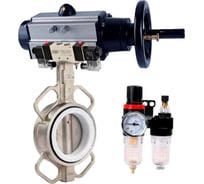 Затвор DN.ru 316L-316L-PTFE Ду80 Ру16, с пневмоприводом DA-105-1, пневмораспределитель PND1-T10-220VAC NAMUR, БПВ D050-116698