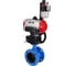 Затвор дисковый DN.ru GGG40-GGG40-EPDM-2W-H Ду200 Ру16 фланц. EPDM, пневмопривод DA-140, пневмораспределитель PND2-S1EM-52-1NC-J08-24VDC, руч.дубл. HDM-2, БПВ APU1-10-40-V08 D050-9055 D050-90552 1