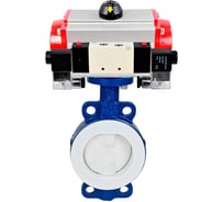 Затвор дисковый DN.ru WCB-WCB-PTFE-PTFE-Fb-H Ду100 Ру16 угл., с пневмоприводом SA-130, пневмораспределитель PND1-S2EM-52-2-T10-220VAC D050-92040