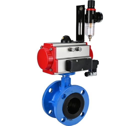 Затвор дисковый DN.ru GGG40-GGG40-EPDM-2W-H Ду200 Ру16 фланц., пневмопривод DA-140, пневмораспределительред PND2-S1EM-52-1NC-J08-24VDC, БПВ APU1-10-40-V08 D050-90461