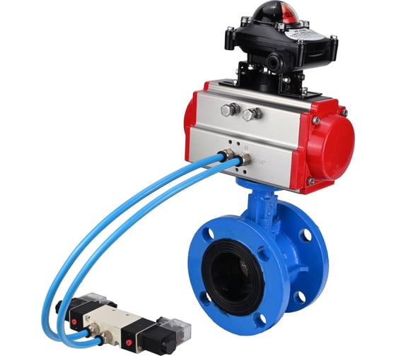 Затвор дисковый DN.ru GGG40-GGG40-EPDM-2W-H Ду200 Ру16 фланц., пневмопривод DA-140, пневмораспределительред PND1-S2EM-52-2-T08-220VAC, БКВ LSB-210-02NM12-220/24 D050-90601